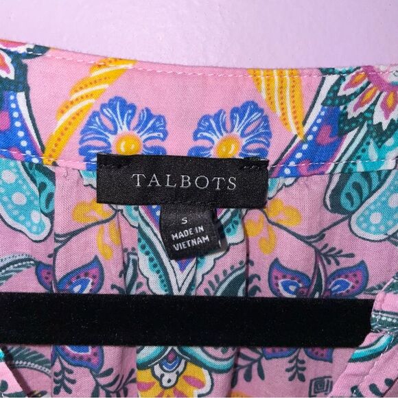 Talbots Size S Midi Dress Fit and Flare Cotton Pockets Pink Boho Coastal Preppy - Picture 3 of 9